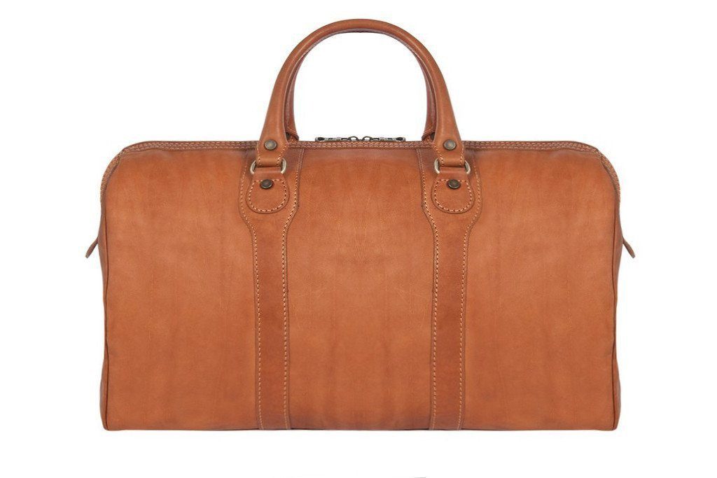 Reisetasche aus braunem Kalbsleder Frontansicht | Novus' Duffle